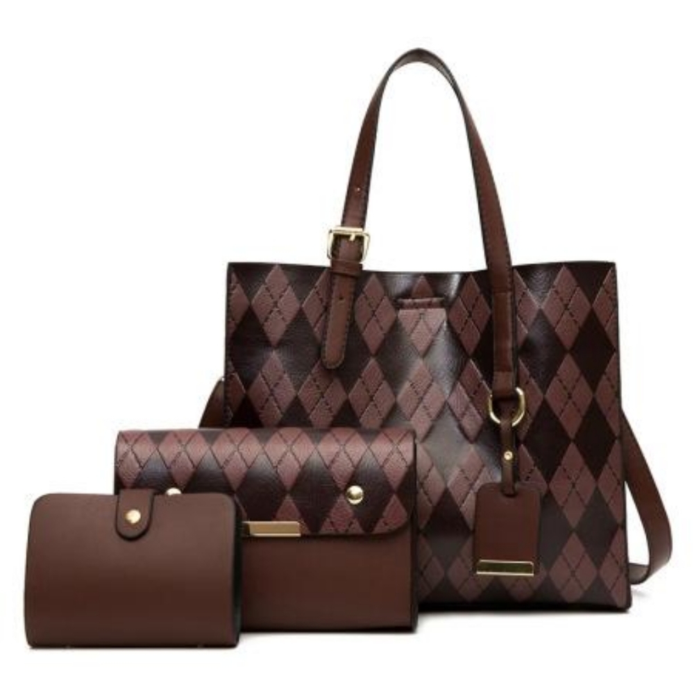 Mother & Child Multi-Piece Embossed Handbag Set-PURPLE